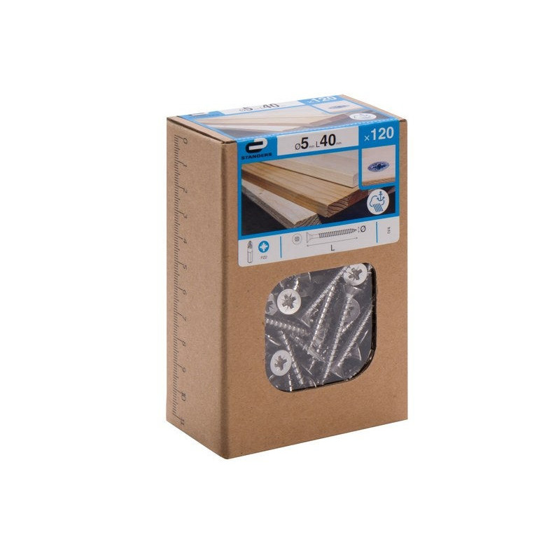  Lot de 120 vis inox tête fraisée Diam.5 Mm X L.40 Mm STANDERS - Sanifer Tamatave
