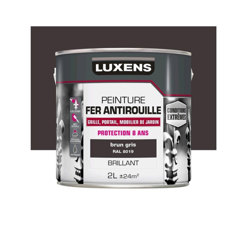  Peinture fer extérieur brun gris brillant 2l  - Sanifer Tamatave