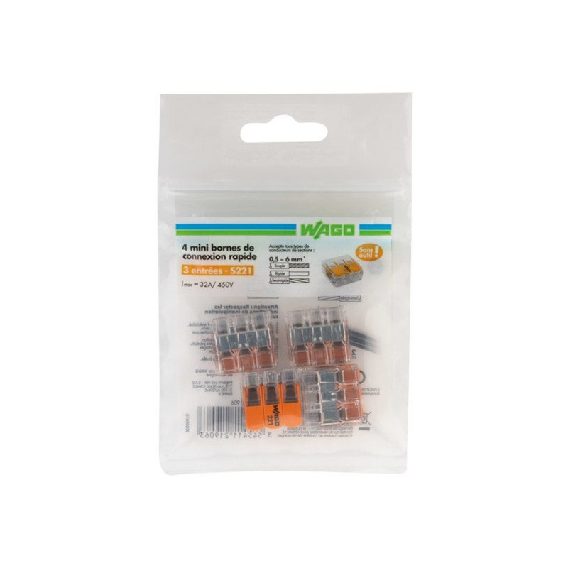  Lot de 4 bornes automatiques 6 mm² pour rigide et souple ZENITECH - Sanifer Tamatave