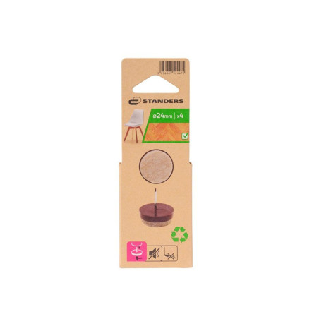  Lot de 4 patins feutre laine+clou marron 25mm STANDERS - Sanifer Tamatave