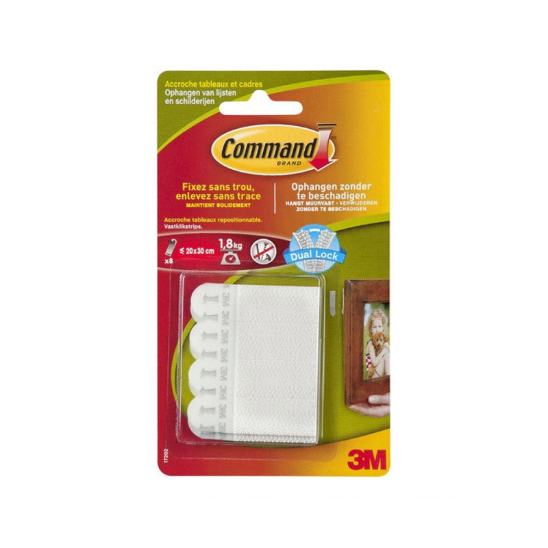  Lot de 8 languettes adhésives tableaux blanc 3m COMMAND - Sanifer Tamatave