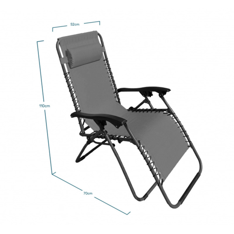 Fauteuil relax pliant multiposition aiden gris  - Sanifer Tamatave