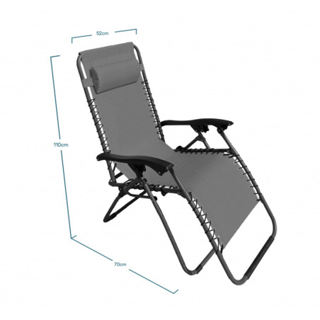 Fauteuil relax pliant multiposition aiden gris  - Sanifer Tamatave