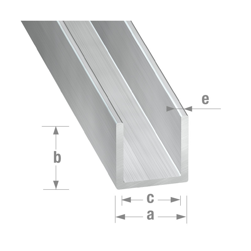  P50 Profilé U 20x10mm 1M alu brut NRS CQFD - Sanifer Tamatave