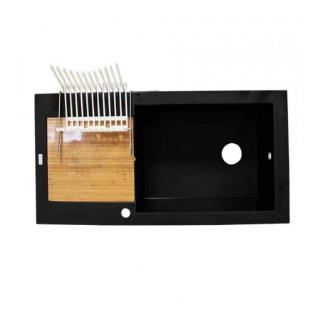  Evier à encastrer 1 giga bac 980x500x200 noir avec accessoires * CAREA - Sanifer Tamatave