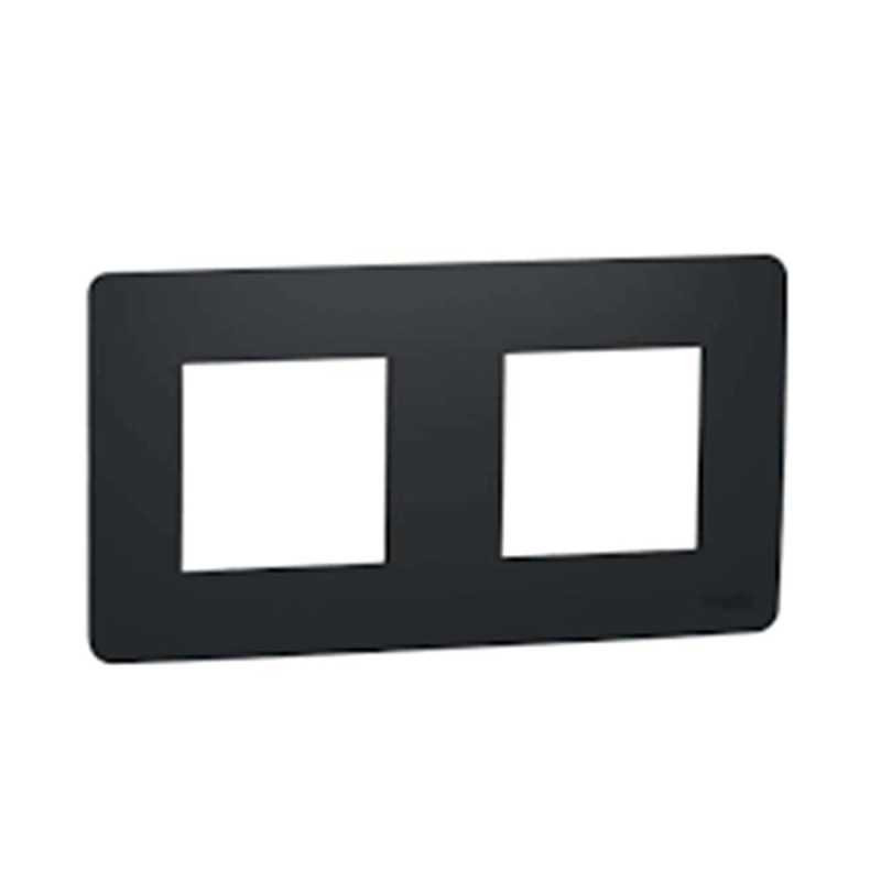  Plaque 2 postes Studio frame anthracite UNICA SCHNEIDER ELECTRIC - Sanifer Tamatave