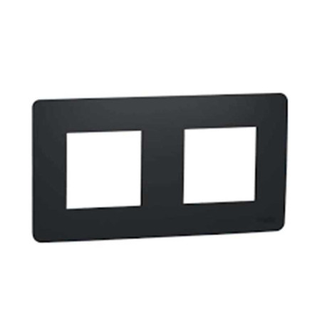  Plaque 2 postes Studio frame anthracite UNICA SCHNEIDER ELECTRIC - Sanifer Tamatave