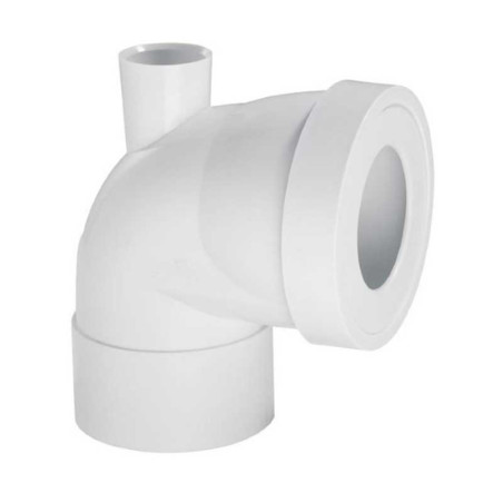 Pipe WC courte coudée femelle D100 avec piquage F D40 WIRQUIN - Sanifer Tamatave