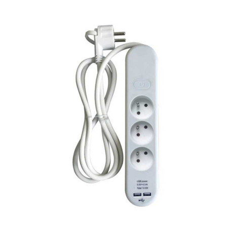  Bloc 3prises usb 1 5m blanc NR  - Sanifer Tamatave