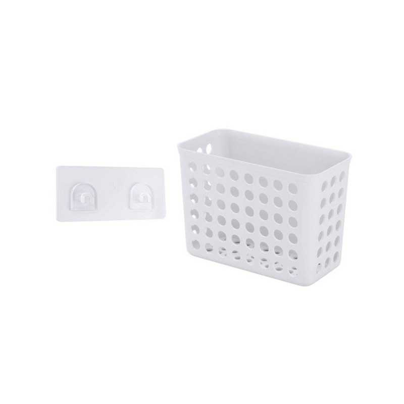  Panier de douche funky blanc rectangle à coller  - Sanifer Tamatave