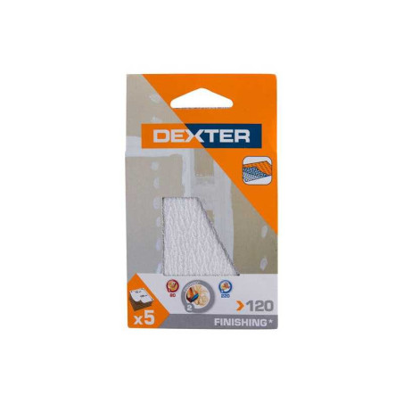  Lot de 5 feuilles abrasives pour ponceuse spéciale plâtre grains 120 Dexter DEXTER - Sanifer Tamatave