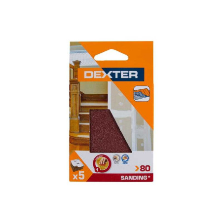  Lot de 5 patins abrasifs 100 x 70 mm grains 80 Dexter DEXTER - Sanifer Tamatave