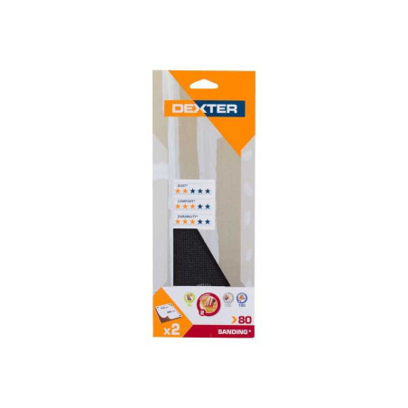  Lot de 2 abrasifs plâtre 115x280 grain 80 DEXTER - Sanifer Tamatave