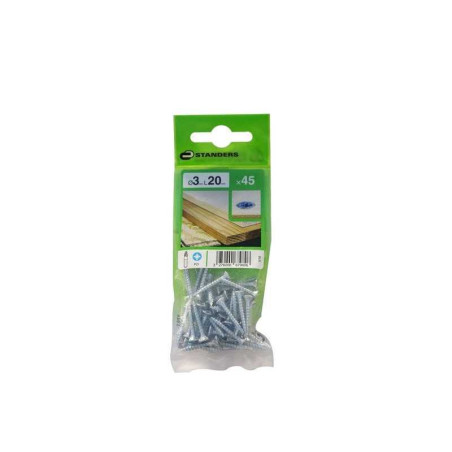  Lot de 45 vis acier tête fraisée diamètre 3 mm x l.20 mm Standers STANDERS - Sanifer Tamatave