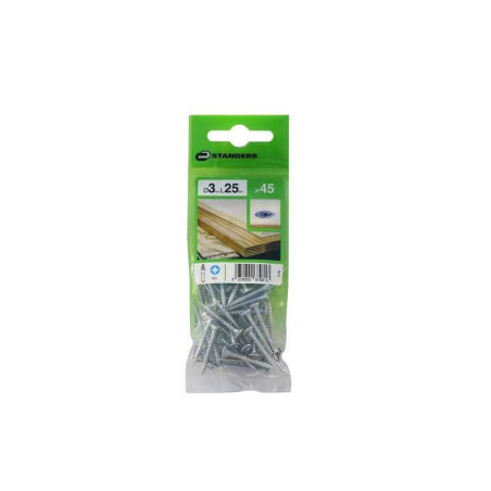  Lot de 45 vis acier tête fraisée diamètre 3 mm x l.25 mm Standers STANDERS - Sanifer Tamatave