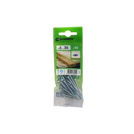  Lot de 40 vis acier tête fraisée diamètre 3 mm x l.30 mm Standers STANDERS - Sanifer Tamatave