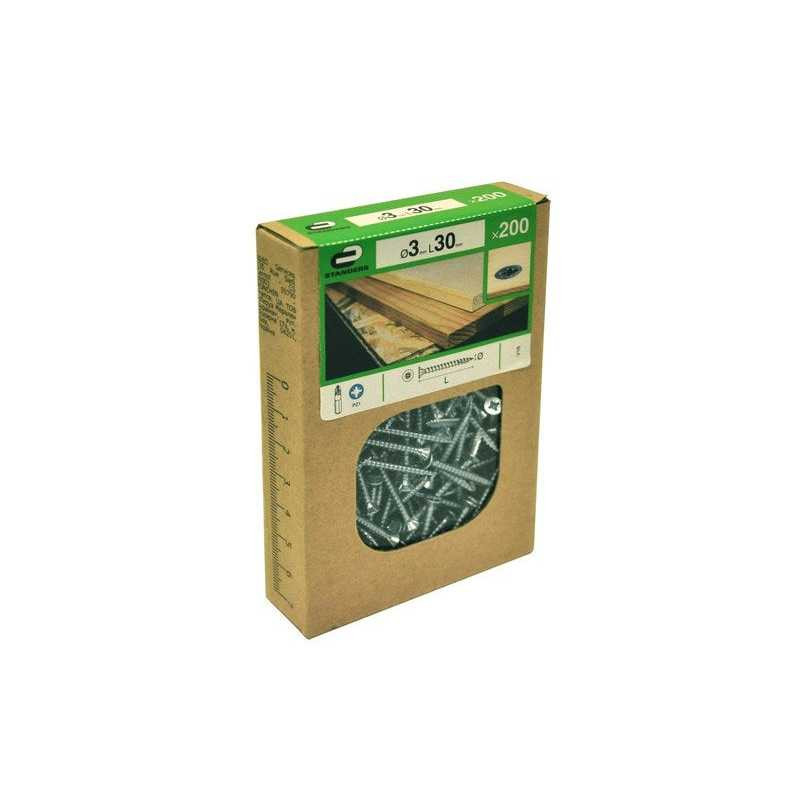  Lot de 200 vis acier tête fraisée diamètre 3 mm x l.30 mm Standers STANDERS - Sanifer Tamatave
