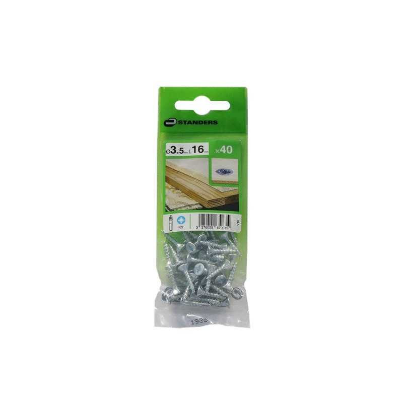  Lot de 40 vis acier tête fraisée diamètre 3.5 mm x l.16 mm Standers STANDERS - Sanifer Tamatave