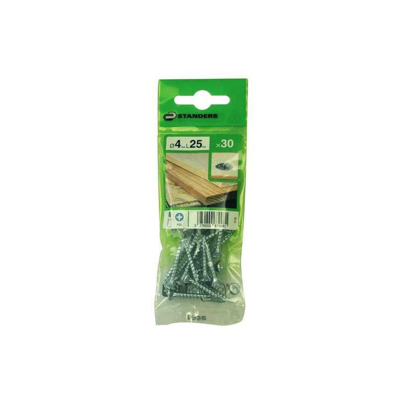  Lot de 30 vis acier tête fraisée diamètre 4 mm x l.25 mm Standers STANDERS - Sanifer Tamatave