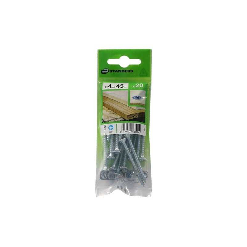  Lot de 20 vis acier tête fraisée diamètre 4 mm x l.45 mm Standers STANDERS - Sanifer Tamatave