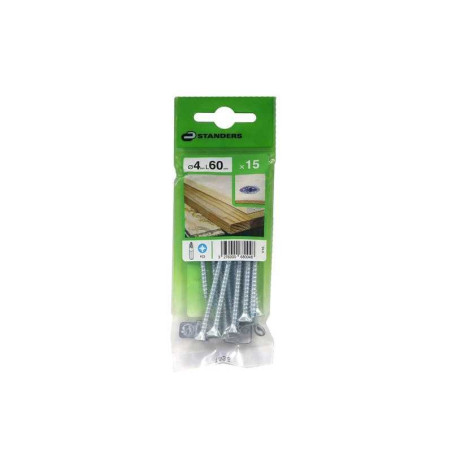  Lot de 15 vis acier tête fraisée diamètre 4 mm x l.60 mm Standers STANDERS - Sanifer Tamatave