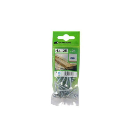  Lot de 25 vis acier tête fraisée diamètre 4.5 mm x l.25 mm Standers STANDERS - Sanifer Tamatave