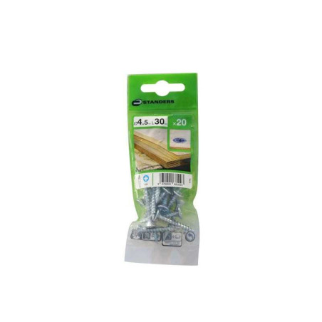  Lot de 20 vis acier tête fraisée diamètre 4.5 mm x l.30 mm Standers STANDERS - Sanifer Tamatave