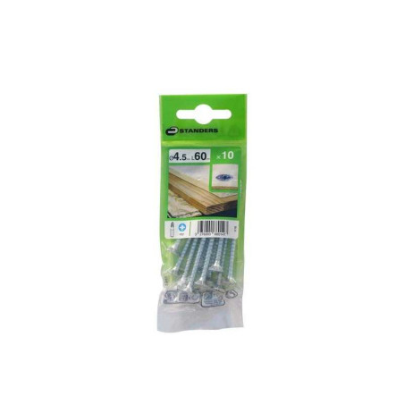  Lot de 10 vis acier tête fraisée diamètre 4.5 mm x l.60 mm Standers STANDERS - Sanifer Tamatave