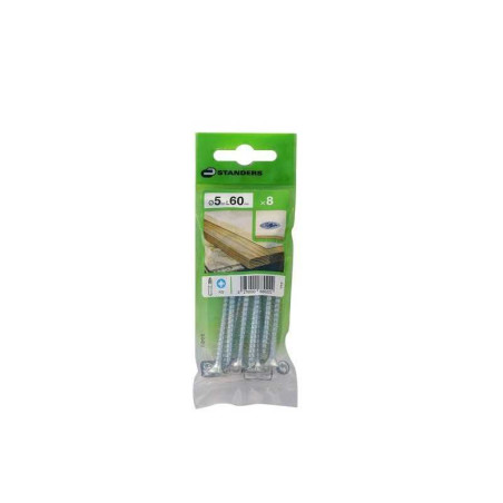  Lot de 8 vis acier tête fraisée diamètre 5 mm x l.60 mm Standers STANDERS - Sanifer Tamatave