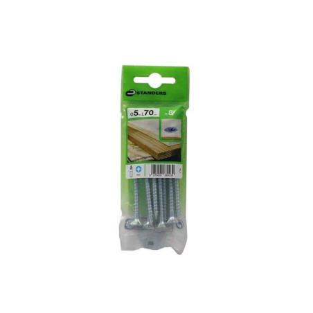  Lot de 8 vis acier tête fraisée diamètre 5 mm x l.70 mm Standers STANDERS - Sanifer Tamatave