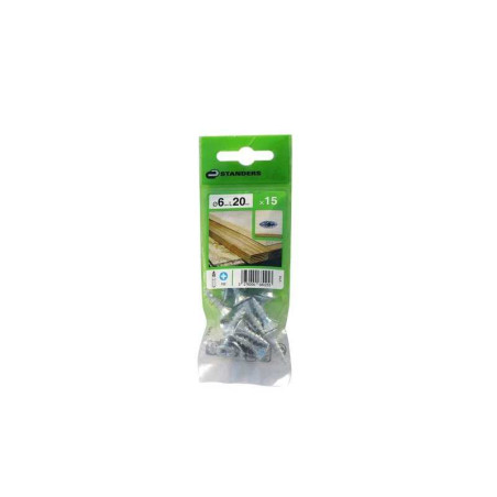  Lot de 15 vis acier tête fraisée diamètre 6 mm x l.20 mm Standers STANDERS - Sanifer Tamatave