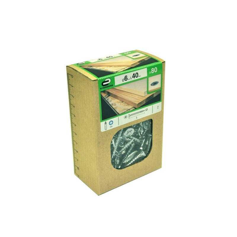  Lot de 80 vis acier tête fraisée diamètre 6 mm x l.40 mm Standers STANDERS - Sanifer Tamatave