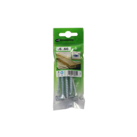  Lot de 6 vis acier tête fraisée diamètre 6 mm x l.60 mm Standers STANDERS - Sanifer Tamatave
