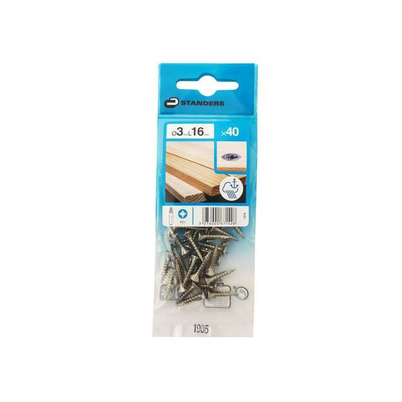  Lot de 40 vis inox tête fraisée diamètre 5 mm x l.16 mm Standers STANDERS - Sanifer Tamatave