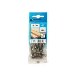  Lot de 30 vis inox tête fraisée diamètre 3 mm x l.30 mm Standers STANDERS - Sanifer Tamatave