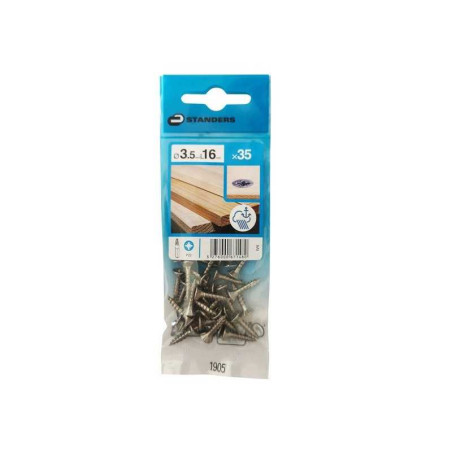  Lot de 35 vis inox tête fraisée diamètre 3.5 mm x l.16 mm Standers STANDERS - Sanifer Tamatave