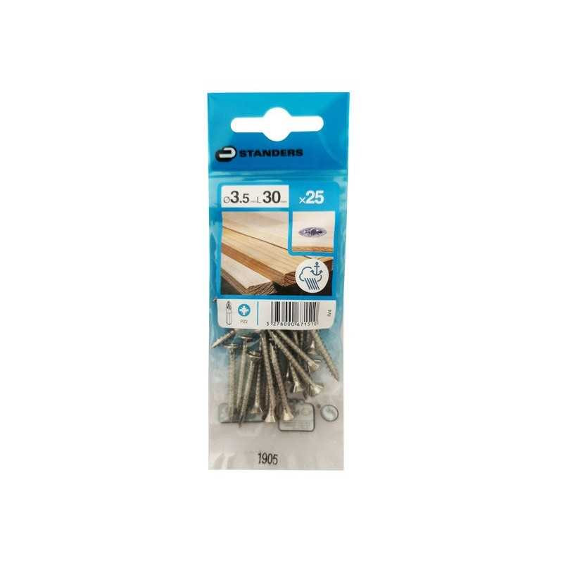  Lot de 25 vis inox tête fraisée diamètre 3.5 mm x l.30 mm Standers STANDERS - Sanifer Tamatave