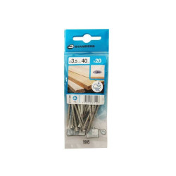  Lot de 20 vis inox tête fraisée diamètre 3 mm x l.40 mm Standers STANDERS - Sanifer Tamatave