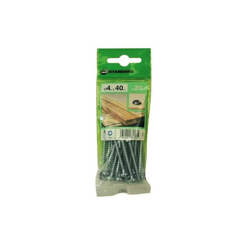  Lot de 20 vis acier tête ronde diamètre 4 mm x l.40 mm Standers STANDERS - Sanifer Tamatave