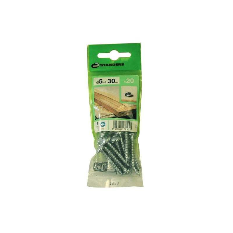  Lot de 20 vis acier tête ronde diamètre 5 mm x l.30 mm Standers STANDERS - Sanifer Tamatave