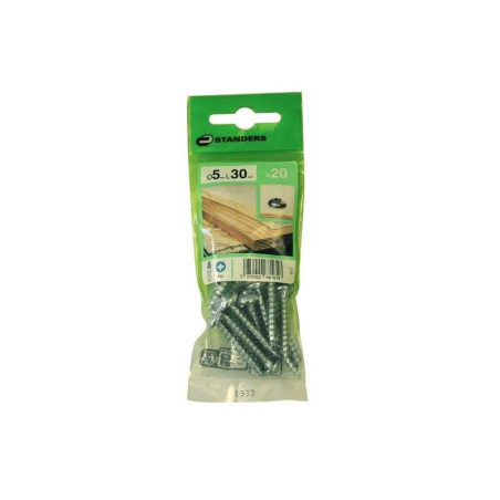  Lot de 20 vis acier tête ronde diamètre 5 mm x l.30 mm Standers STANDERS - Sanifer Tamatave