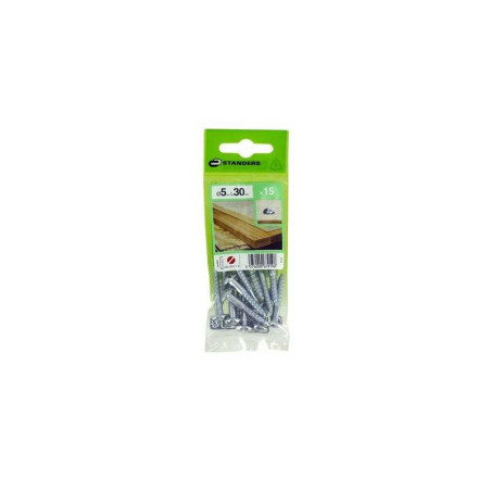  Lot de 15 vis acier tête ronde diamètre 5 mm x l.30 mm Standers STANDERS - Sanifer Tamatave