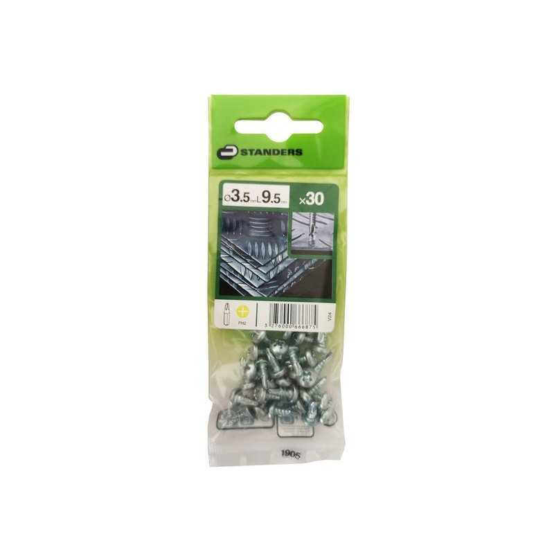  Lot de 30 vis autoperceuse acier tête fraisée phillips x l.9.5 mm Standers STANDERS - Sanifer Tamatave