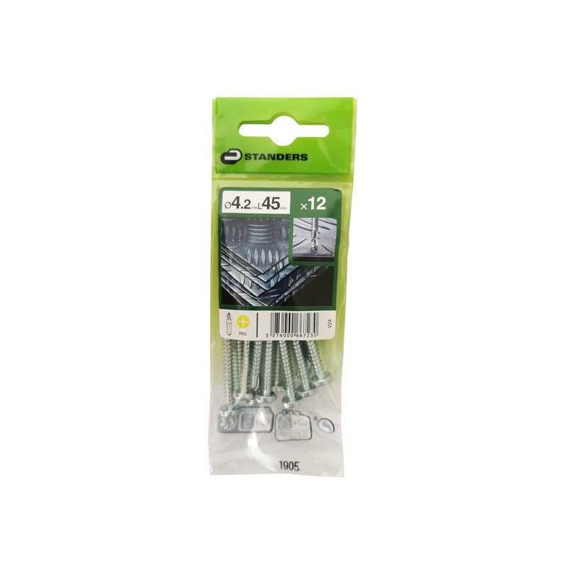  Lot de 12 vis autoperceuse acier tête fraisée phillips x l.45 mm Standers STANDERS - Sanifer Tamatave