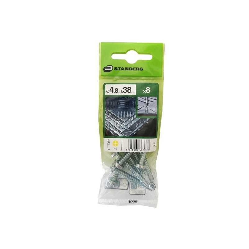  Lot de 8 vis autoperceuse acier tête fraisée phillips x l.38 mm Standers STANDERS - Sanifer Tamatave