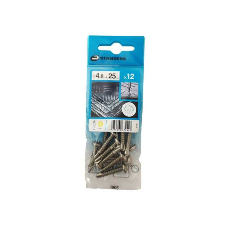  Lot de 12 vis autoperceuse inox tête ronde phillips x l.25 mm Standers STANDERS - Sanifer Tamatave