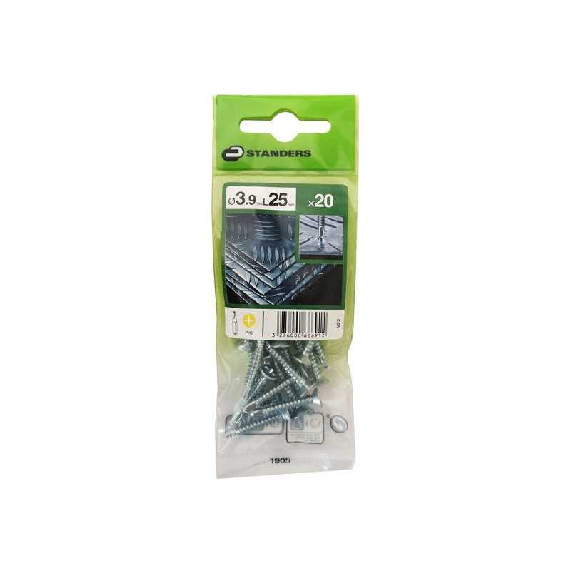 Lot de 20 vis autoperceuse acier tête fraisée phillips x l.25 mm Standers STANDERS - Sanifer Tamatave