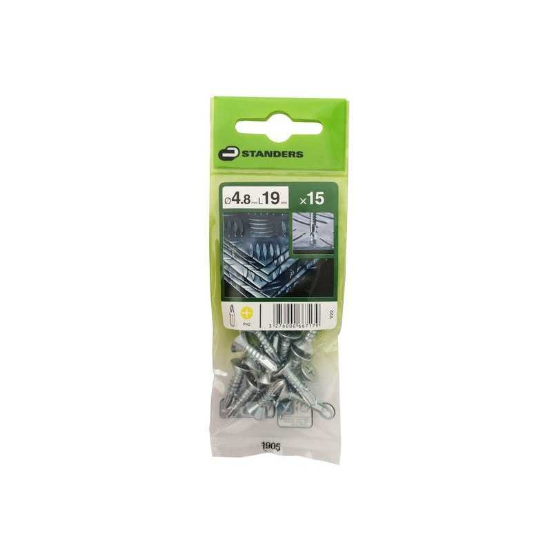  Lot de 15 vis autoperceuse acier tête fraisée phillips x l.19 mm Standers STANDERS - Sanifer Tamatave