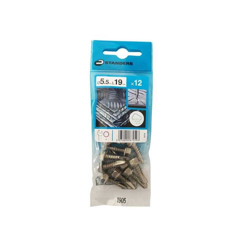  Lot de 12 vis autoperceuse inox hexagonal hexagonal x l.19 mm Standers STANDERS - Sanifer Tamatave