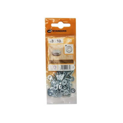  Lot de 30 boulons tête 6 pans acier zingué l.10 x diamètre 3 mm  Standers STANDERS - Sanifer Tamatave